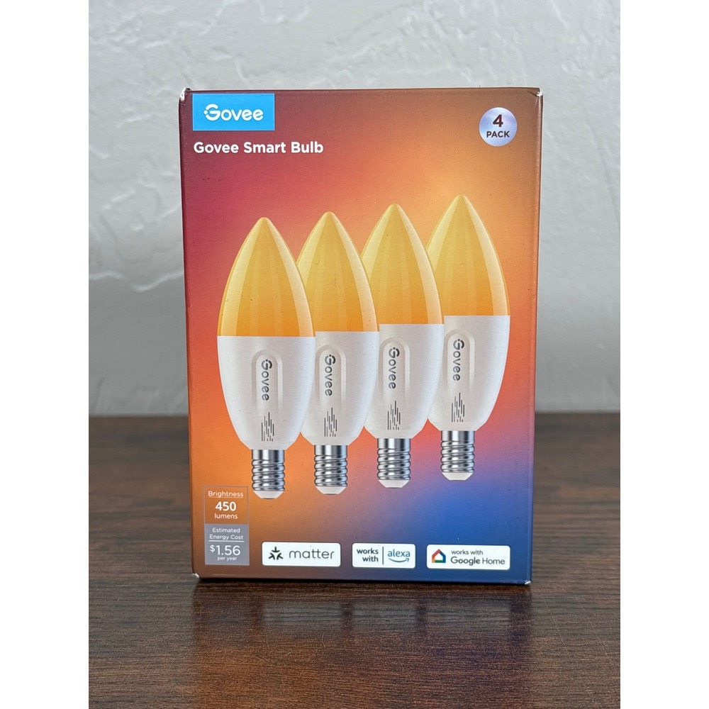 Govee Smart Bulb 4 Pack H600B E12 Base Matter Alexa Google Home 450 Lumens NEW